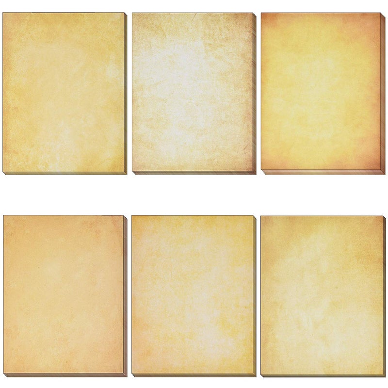Gift Boutique 120 Vintage Stationery Paper 8.5x11 Double Sided Antique Letter Sheets Old Fashion Aged Look 6 Designs for Writing Printing Calligraphy - Image 1